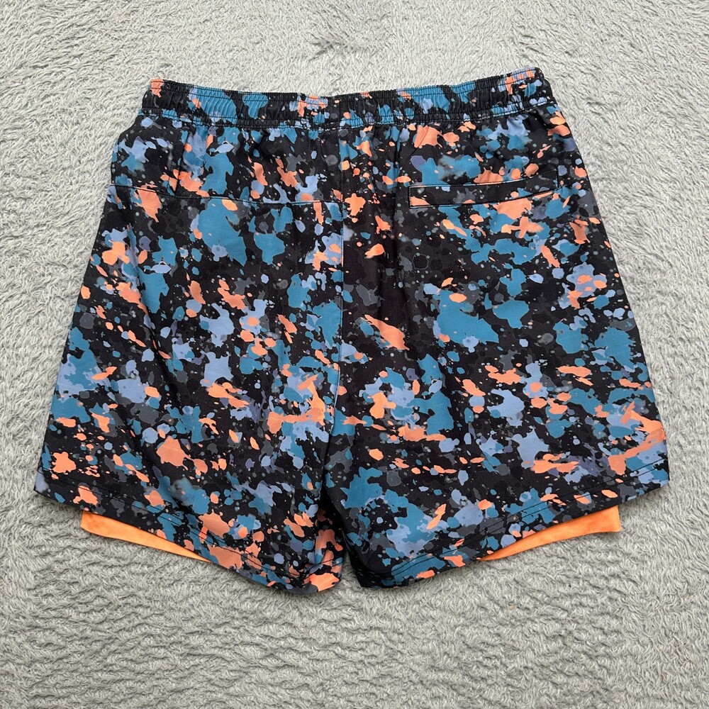 Maamgic Shorts Mens M Orange Black Speckles Abstract Athletic Compress Liner - Picture 6 of 6